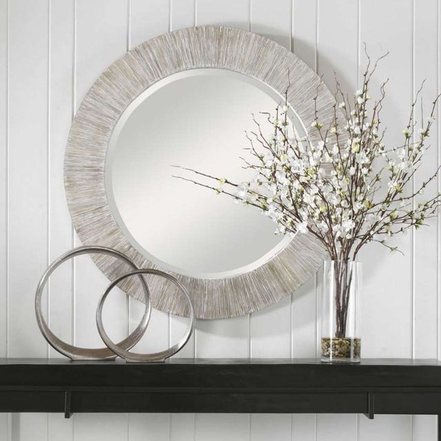 Uttermost® Repose Whitewash Round Mirror-1