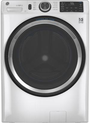 GE® 4.8 Cu. Ft. White Smart Front Load Washer with UltraFresh Vent System Front view of the GE® 4.8 Cu. Ft. White Smart Front Load Washer with UltraFresh Vent System