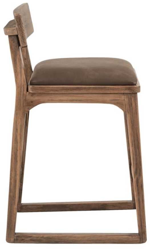 International Furniture Direct Balam Gunmetal/Stained Brown Upholstered Barstool-3