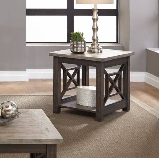Liberty Furniture Heatherbrook Ash 23" End Table with Charcoal Base-1
