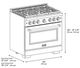 ZLINE Autograph Edition Paramount 36" 5.2 Cu. Ft. Satin Stainless Steel Gas Range with 6 Burner DuoPro™ Cooktop and Convection Gas Oven with Black Matte Door and Polished Gold Accents-1