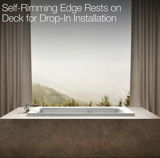 KOHLER® Archer® Ice Gray 60" x 30" Drop-In Heated BubbleMassage™ Air Bath with Bask® Heated Surface-2