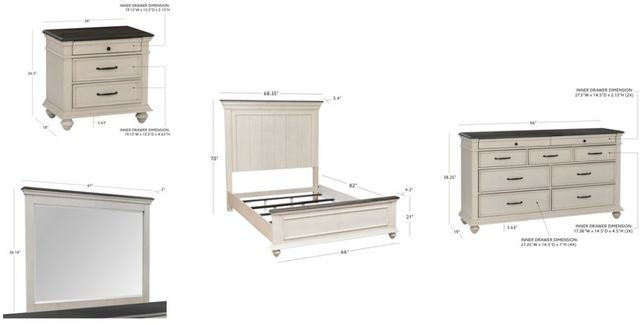 Powell® Carrington 4-Piece Antique White/Dark Brown Queen Panel Bedroom Set-2