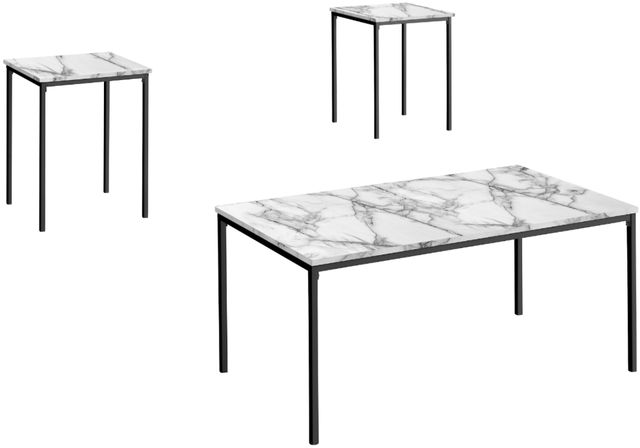 Monarch Specialties Inc. 3-Piece Black/White Table Set-0
