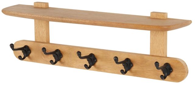 Deco Marche Brown Single Shelf Wall Hook with 5-Hooks-1