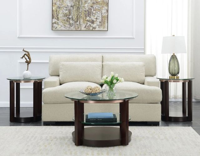 Elements International Elsa Glass Top End Table with Espresso Base-1