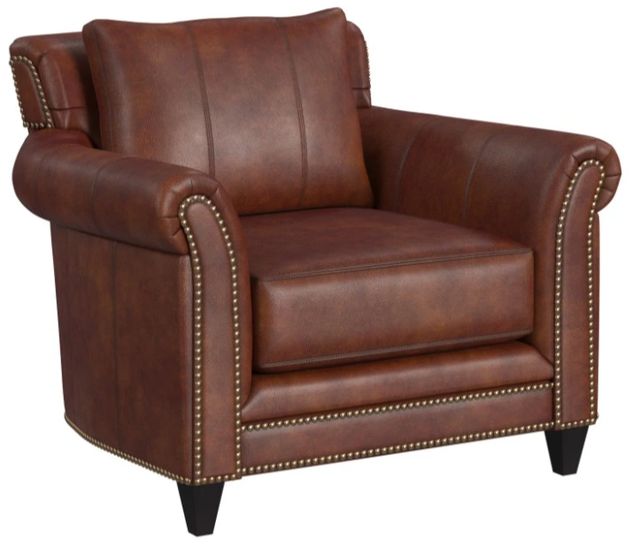 Bradington-Young Richardson Cognac 8-Way Hand Tie Stationary Chair-0