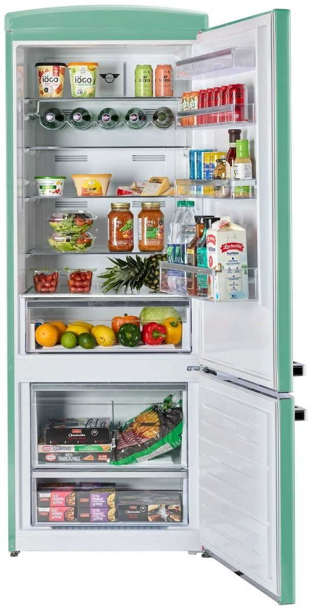 Unique® Appliances Classic Retro 28" 17 Cu. Ft. Ocean Mist Turquoise Counter Depth Bottom Freezer Refrigerator-2