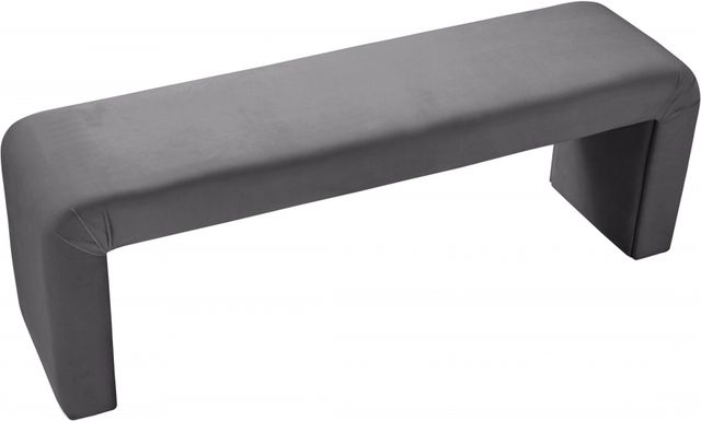 Meridian Furniture Minimalist Grey Velvet Bench-2