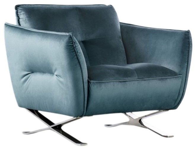 Furniture of America® Civellutino Chrome/Teal Accent Chair