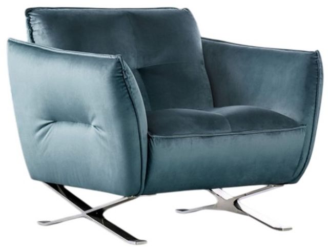 Furniture of America® Civellutino Chrome/Teal Accent Chair-0