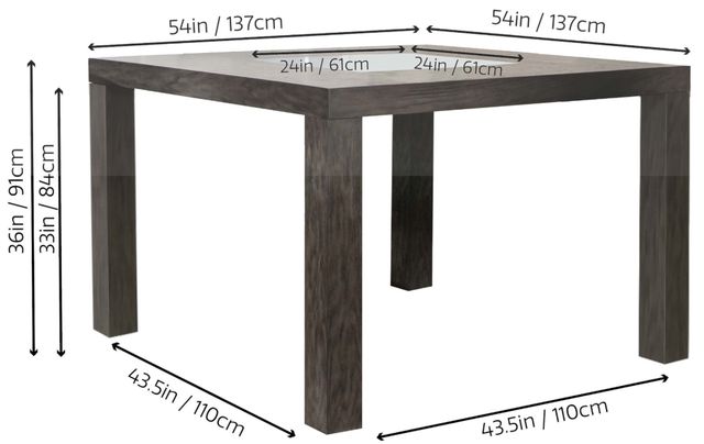 Cramco Cougar Frosted Glass Top 54″ Square Counter Height Table with Brown Base-3