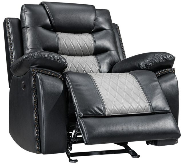 New Classic® Home Furnishings Nikko Black/Gray Power Glider Recliner-3