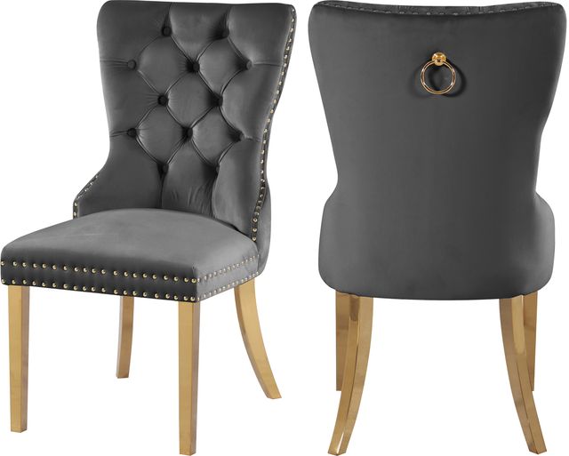 Meridian Furniture Carmen Gray Velvet Dining Chair-3
