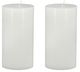 A & B Home 2-Piece White 8" Unscented Soy Wax Candle Set-0