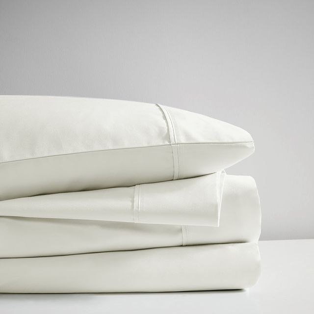 Olliix by Sleep Philosophy Ivory King 300 Thread Count Liquid Cotton Sheet Set-4
