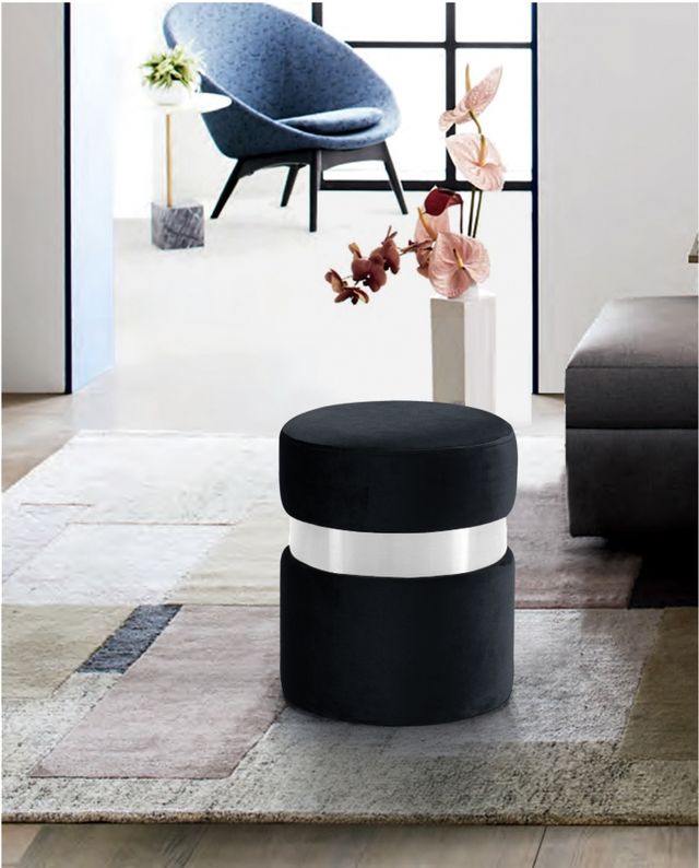 Meridian Furniture Hailey Black Velvet Stool-1