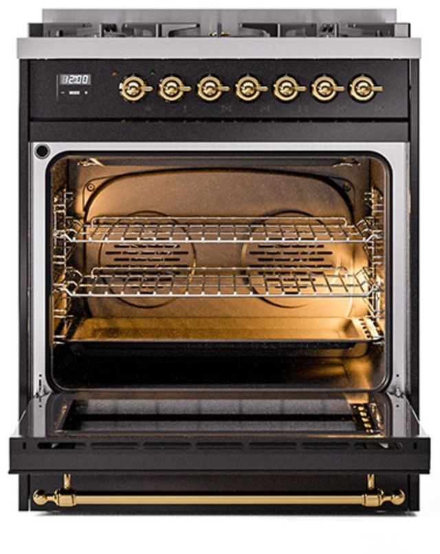 Ilve® Nostalgie II Series 30" Glossy Black Pro Style Dual Fuel Range-2