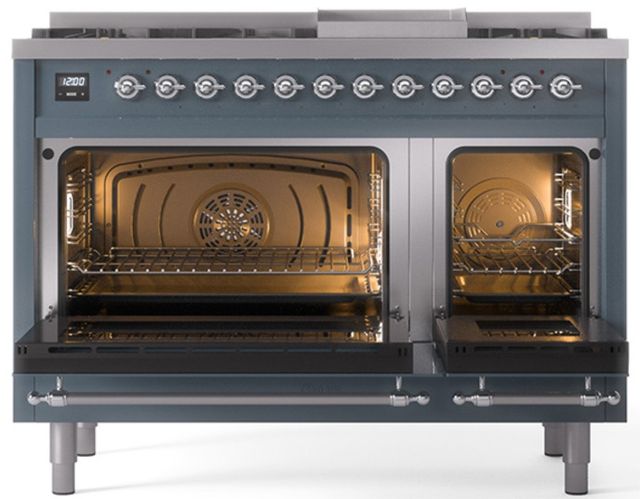 Ilve® Nostalgie II Series 48" Blue Gray Pro Style Dual Fuel Range-1