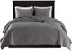 Olliix by Madison Park Harper 3 Piece Grey Full/Queen Faux Velvet Reversible Coverlet Set-0