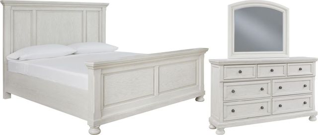 Signature Design by Ashley® Robbinsdale 3-Piece Antique White Queen Panel Bed Set-0