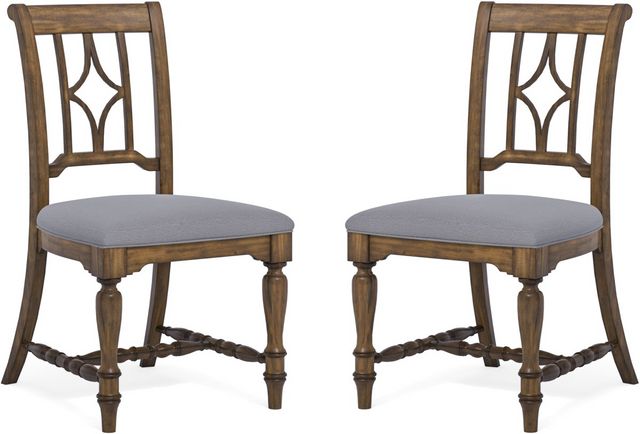 Flexsteel® Plymouth® 2-Piece Distressed Medium Brown Upholstered Dining Chair Set