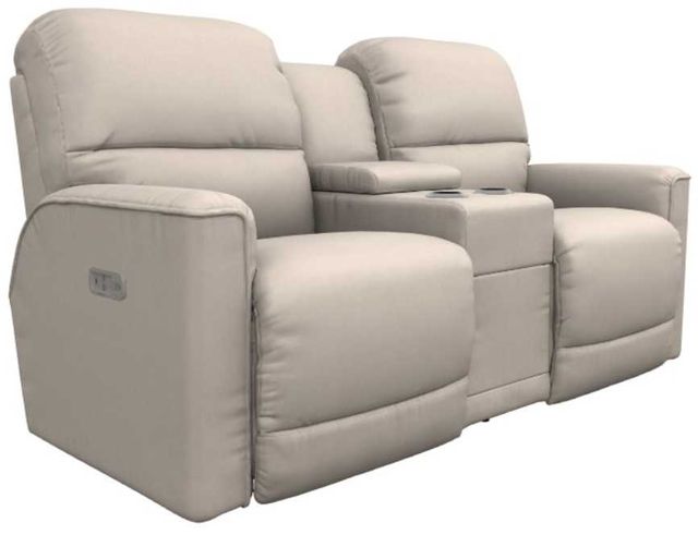 La-Z-Boy® Cade Oyster Leather Power Reclining Loveseat with Console, Headrest, and Lumbar-0