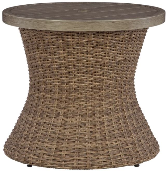 Signature Design by Ashley® Revare Beach Beige Aluminum Outdoor Round End Table-0