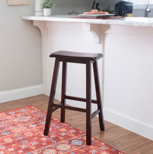 Linon Saddle Dark Brown Stool-1