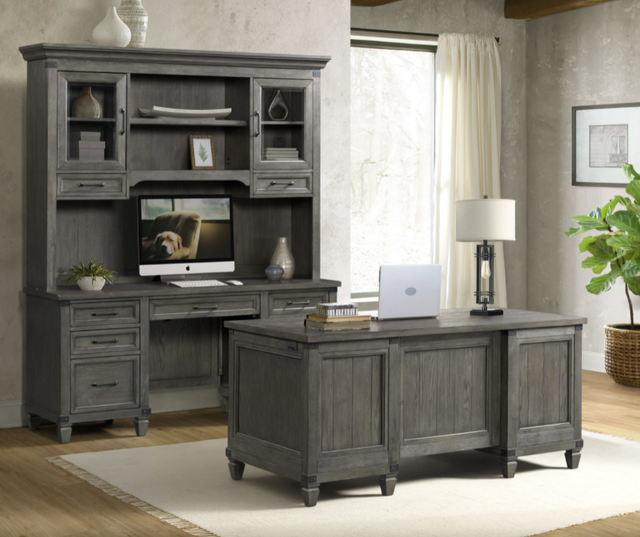 Intercon Foundry Brushed Pewter 66" Executive Desk-3