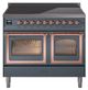 Ilve® Nostalgie II Noblesse 40'' Blue Gray Pro Style Induction Range with Copper Trim-0