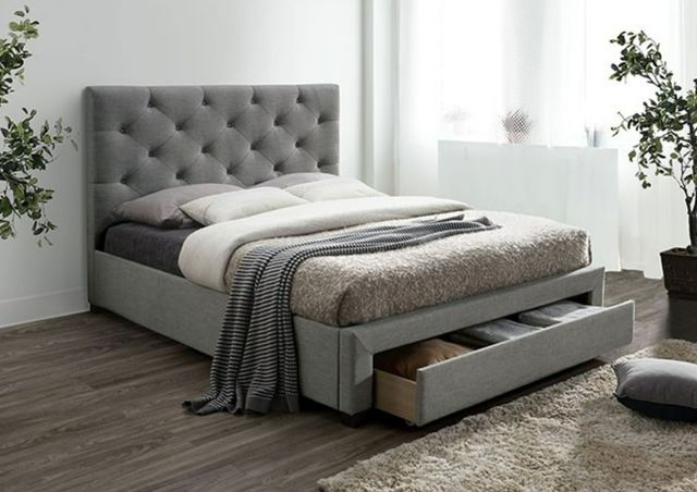 Furniture of America® Sybella Gray Queen Upholstered Panel Bed-2