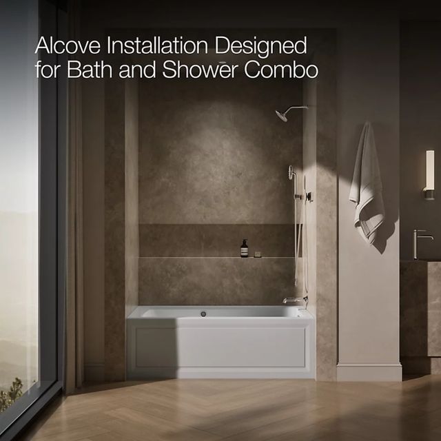 KOHLER® Archer® Ice Grey 60" x 32" Alcove Heated BubbleMassage™ Air Bath with Bask® Heated Surface-3