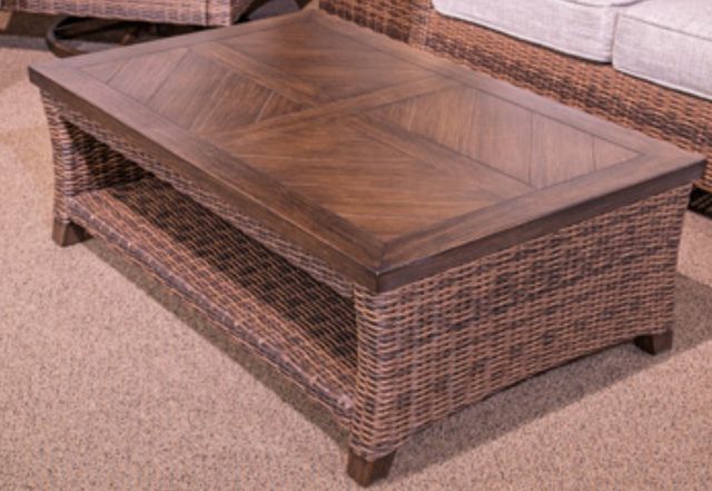Signature Design by Ashley® Monterey Point Dark Brown Aluminum/Wicker Outdoor Coffee Table-1