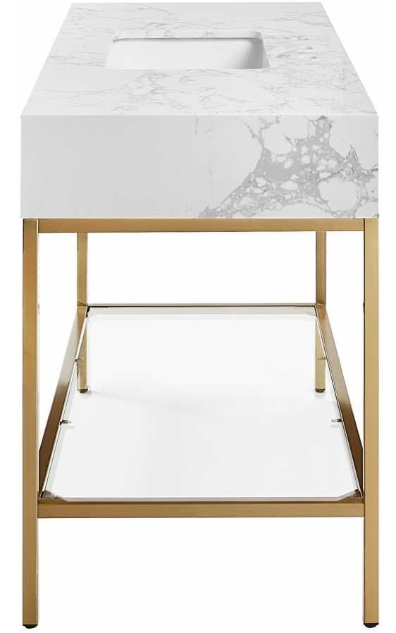 Meridian Furniture Marmo White/Brushed Brass 48" Bathroom Vanity-3