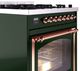 Ilve® Nostalgie II Noblesse 30" Emerald Green Pro Style Dual Fuel Range with Copper Trim-4