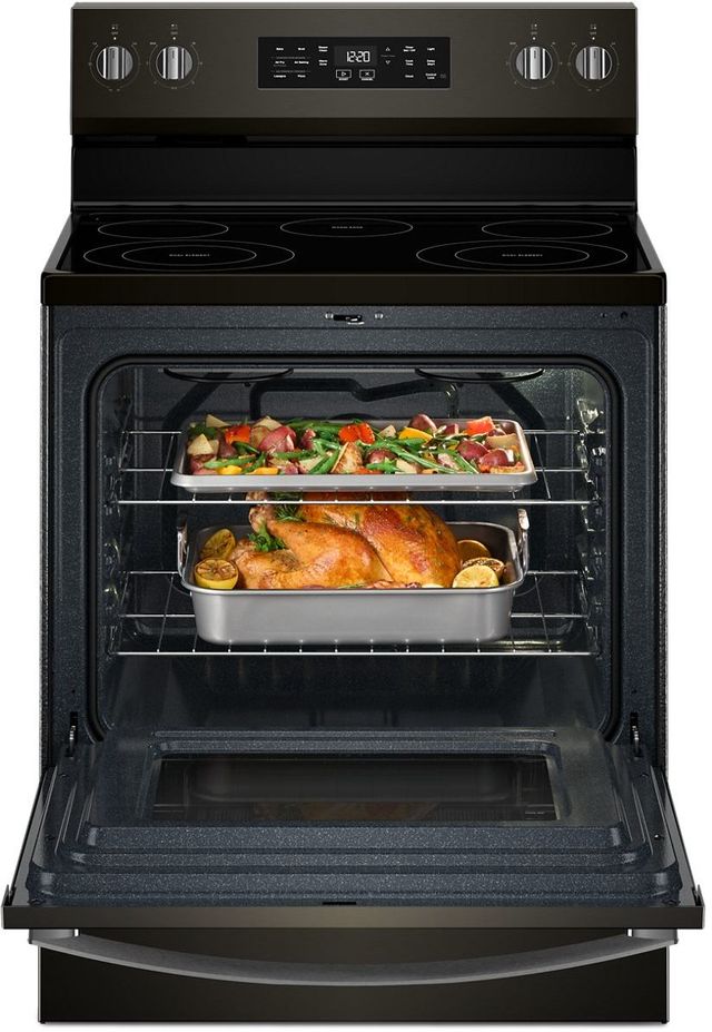 Whirlpool® 30" Black Stainless Steel Freestanding Electric Range with Air Cooking Technology-2