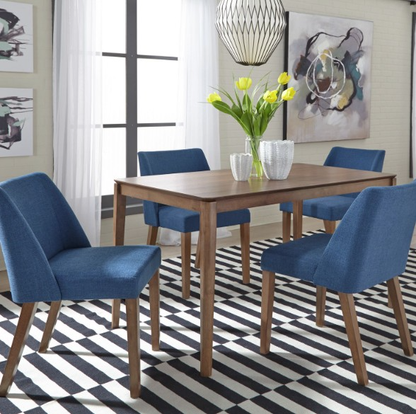 Liberty Furniture Space Savers 5-Piece Blue/Satin Walnut Rectangular Dining Set - Thumbnail 2