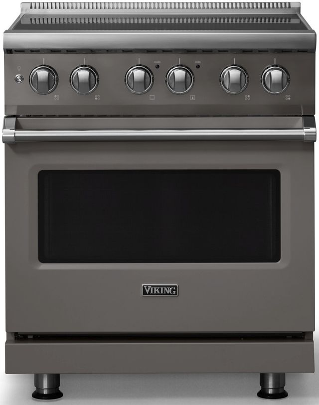 Viking® 5 Series 30" Damascus Gray Pro Style Induction Range with Polished Chrome Trim-0