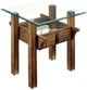 Furniture of America® Penny Glass Top End Table with Medium Weathered Oak Base-0