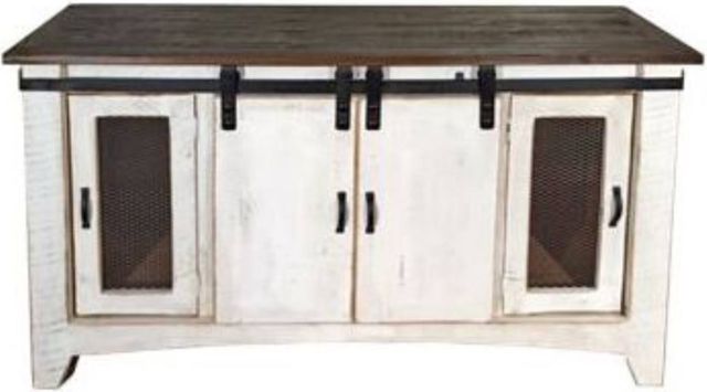 Million Dollar Rustic Barn Door Dark Brown/White 60" TV Stand-0