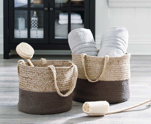 Signature Design by Ashley® Parrish 2-Piece Natural/Charcoal Basket Set-3