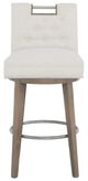 Fairfield® Customizable Entree Dining Nickel Metal Pull Short Button Back Swivel Bar Stool-1