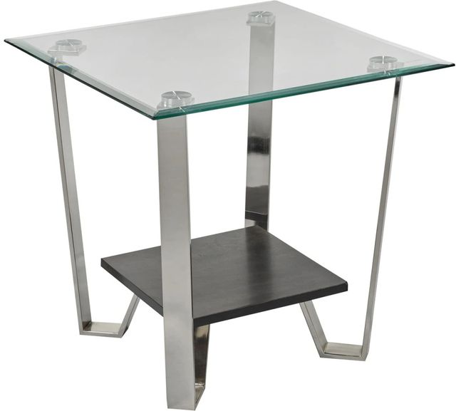 Brassex Inc. Avalon Glass Top End Table with Espresso/Silver Base-0