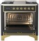 Ilve® Majestic III 36" Graphite Matte Pro Style Dual Fuel Natural Gas Range with Solid Door and Brass Trim-1