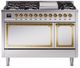 Ilve® Nostalgie II Noblesse 48'' Stainless Steel Pro Style Dual Fuel Range with Brass Trim-0