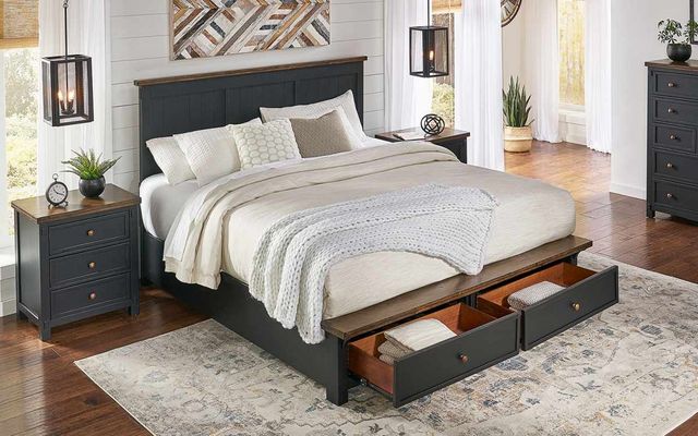 A-America® Stormy Ridge Chickory Black Eastern King Storage Panel Bed-1