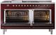Ilve® Nostalgie II Noblesse 60'' Burgundy Pro Style Dual Fuel Range with Burnished Trim-2