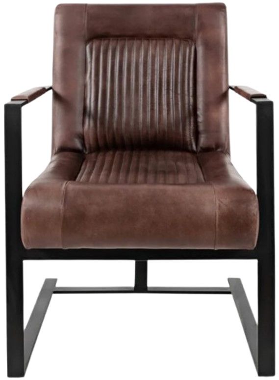 Jofran Inc. Maguire Black/Dark Sienna Genuine Leather Sled Accent Chair-2