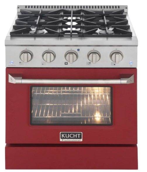 Kucht Professional KNG Series 30" Stainless Steel Pro Style Natural Gas Range with Red Door-1